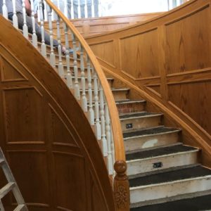 Refinishing Stair Railings - Two Tone Oak & White